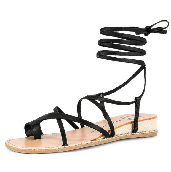 Revolve Dolce Vita Sz 7 Patli Sandal in Black Strappy Ankle Tie SH479 - Picture 1 of 8